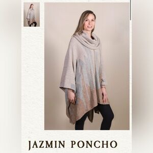 Simply Natural Design Jasmine Poncho alpaca/wool blend with cowl neck size XL